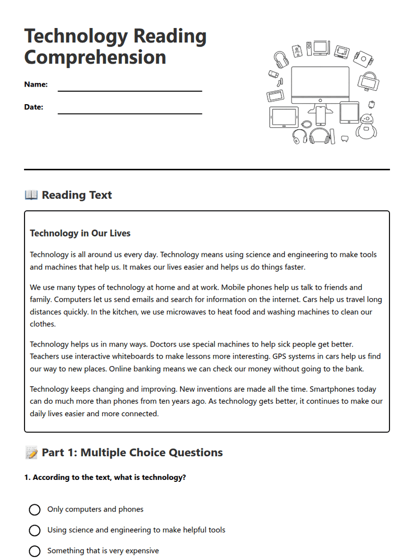 Technology Reading Comprehension
