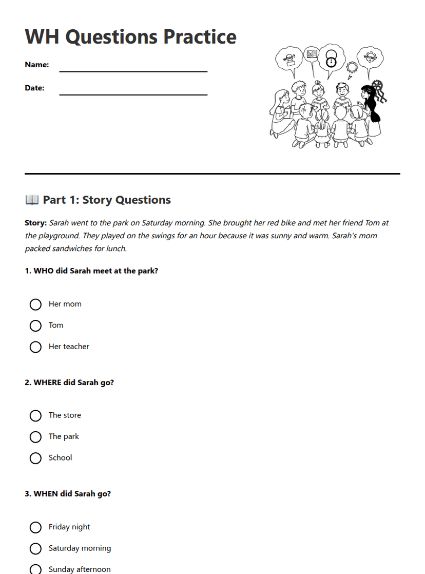 WH Questions Practice