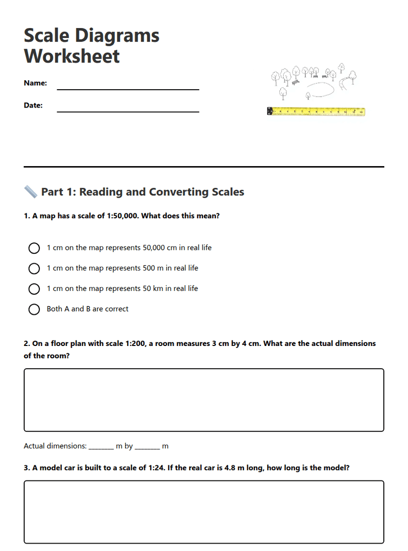 Scale Diagrams Worksheet