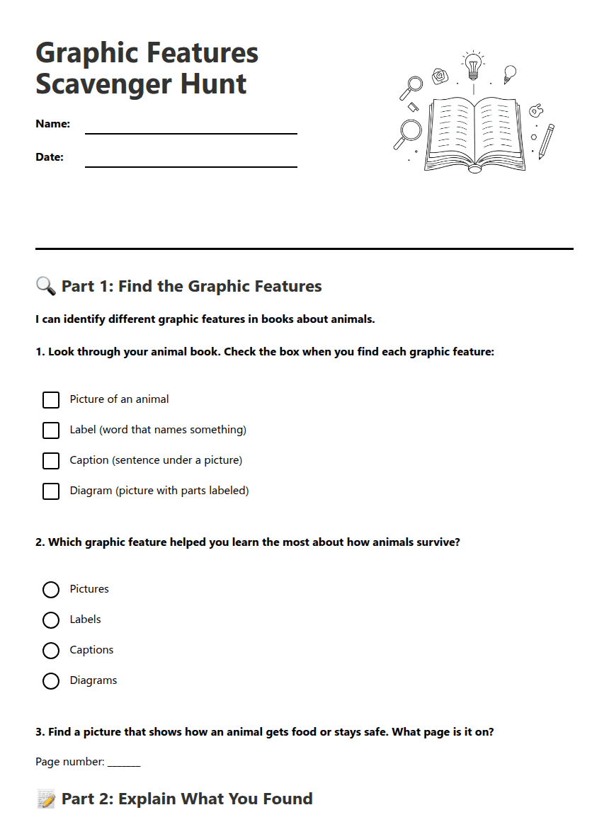 Graphic Features Scavenger Hunt worksheet preview