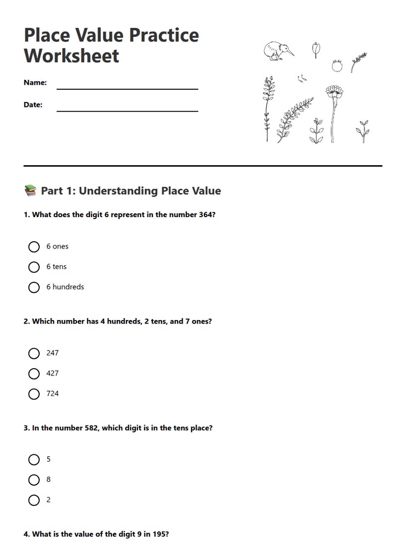 Place Value Practice Worksheet