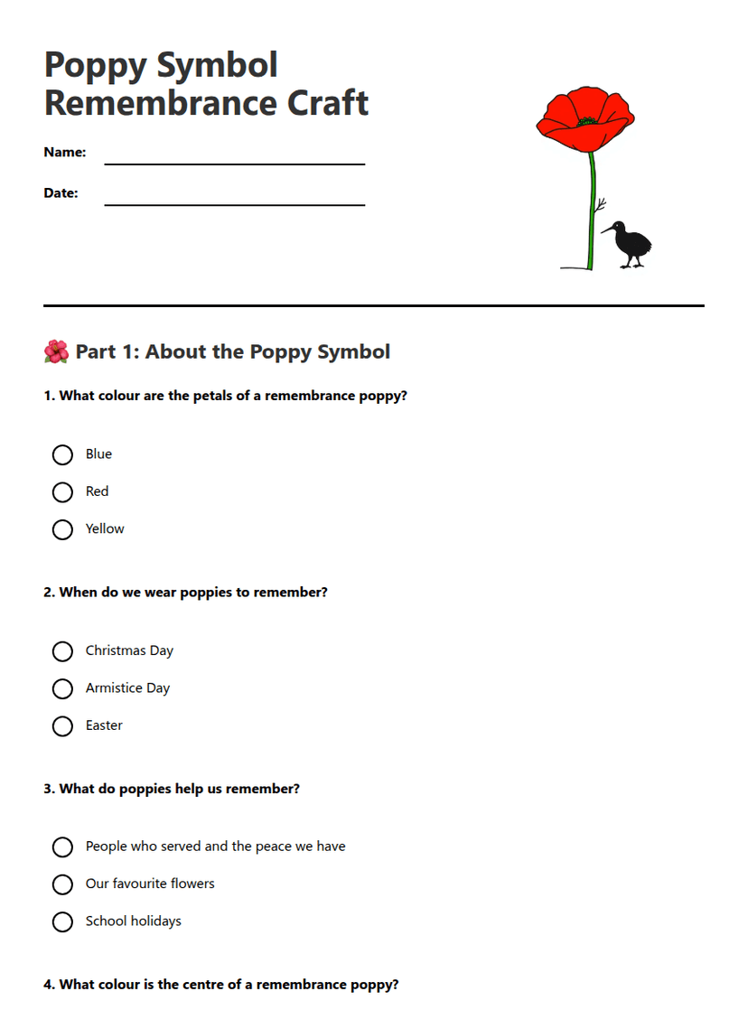 Poppy Symbol Remembrance Craft