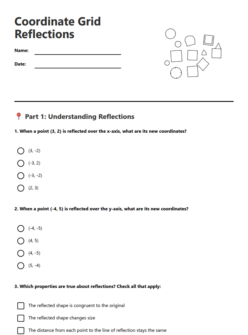 Coordinate Grid Reflections