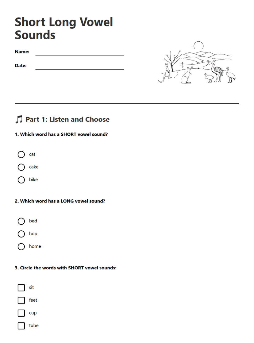 Short Long Vowel Sounds
