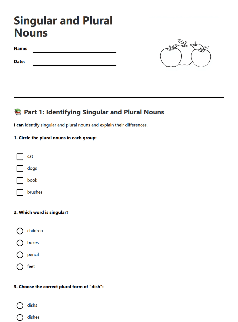 Singular and Plural Nouns