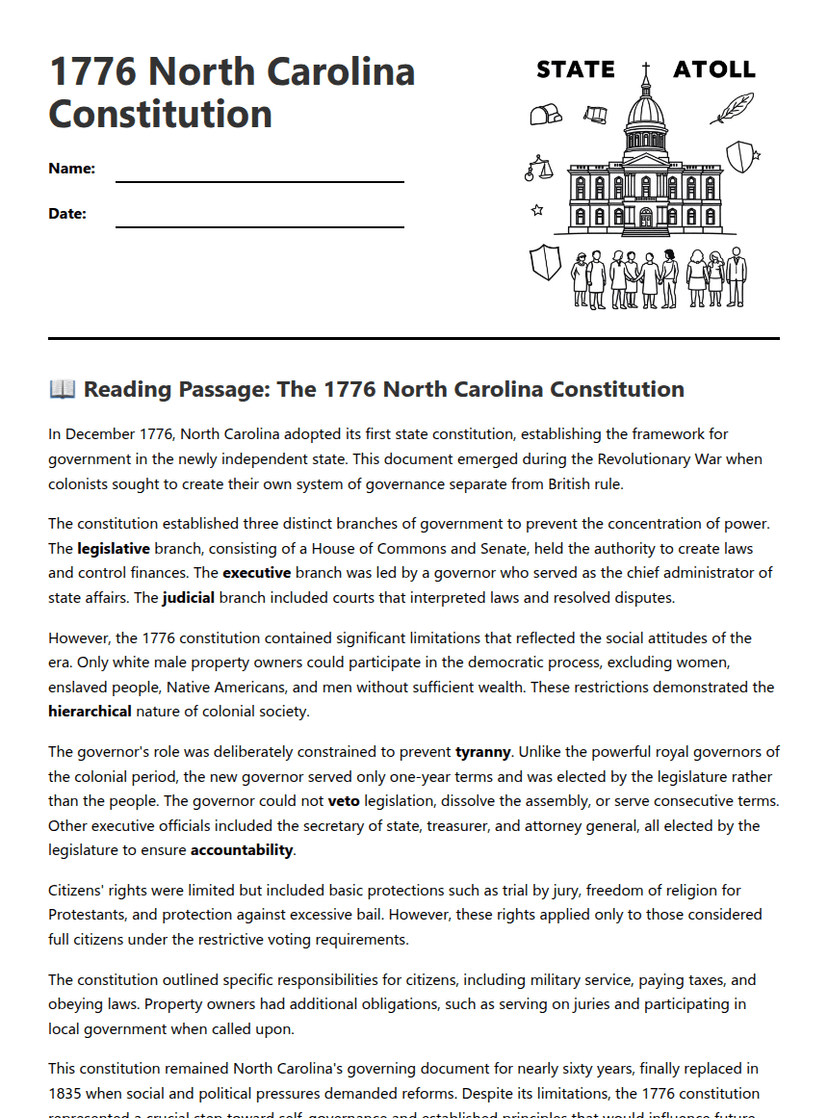1776 North Carolina Constitution