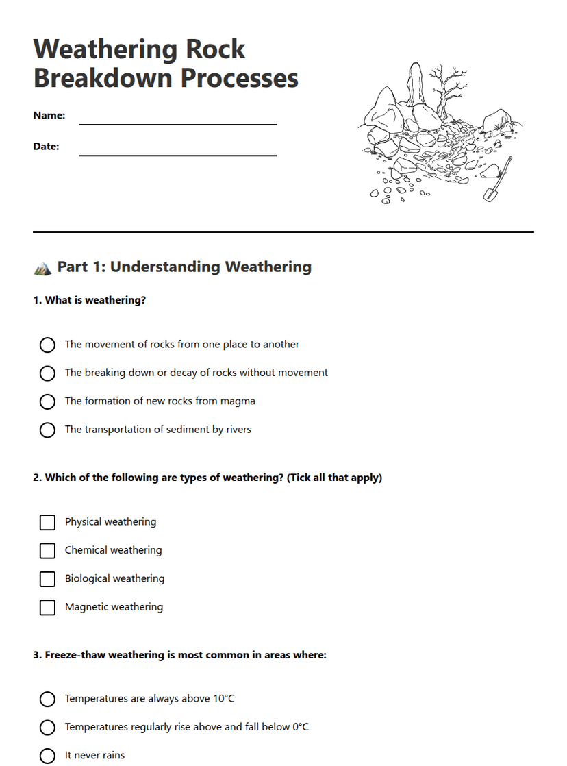 Weathering Rock Breakdown Processes
