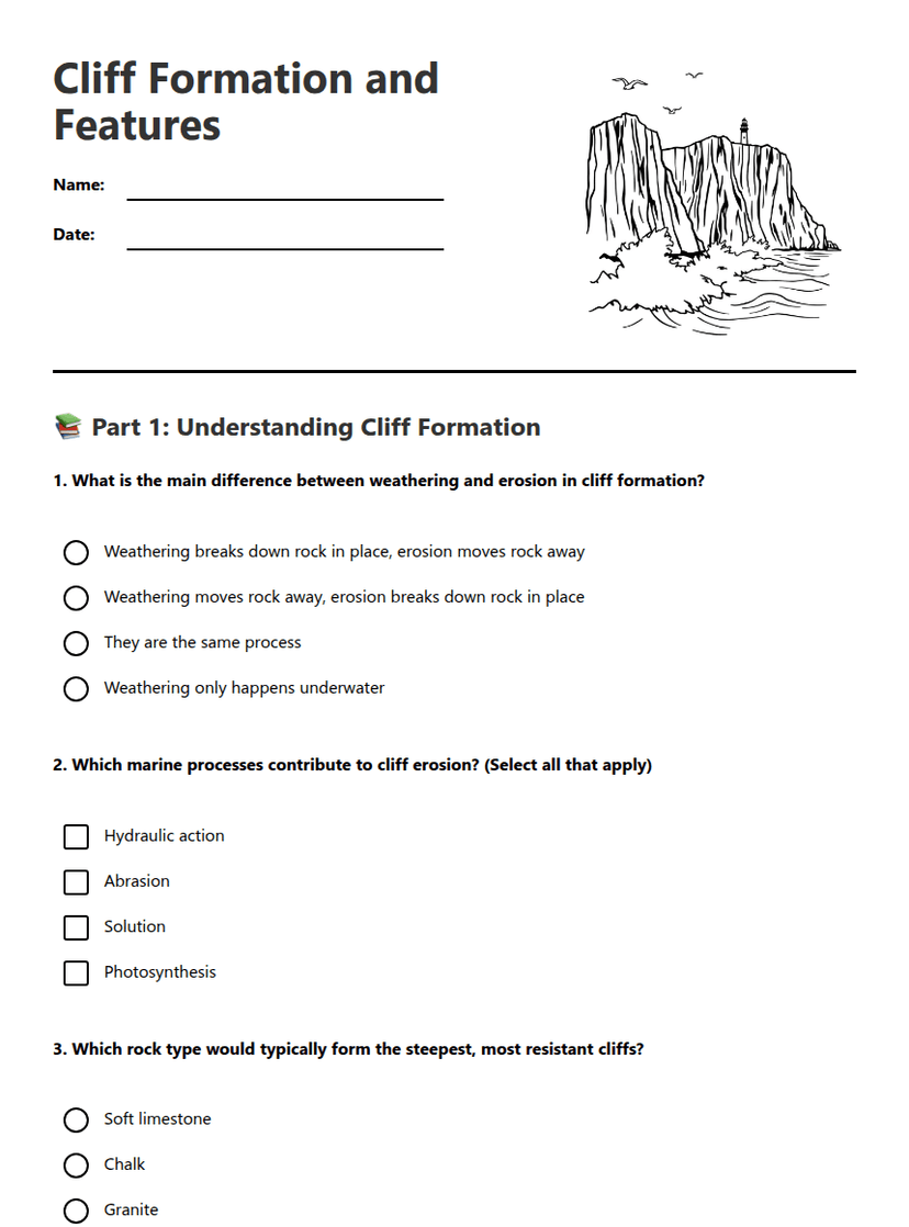 Cliff Formation and Features