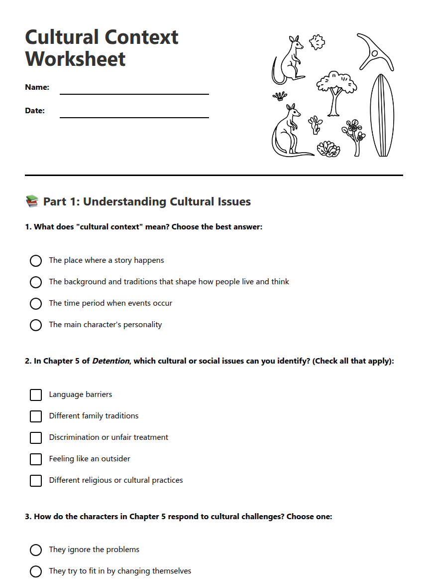 Cultural Context Worksheet worksheet preview
