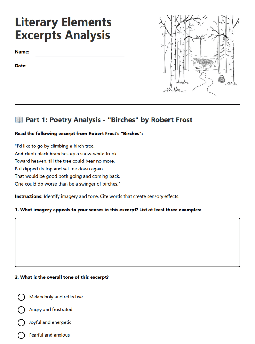 Literary Elements Excerpts Analysis