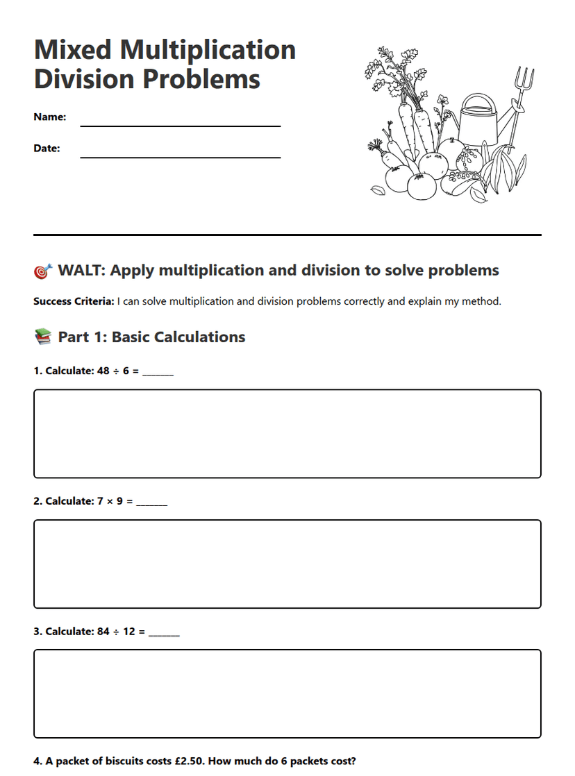 Mixed Multiplication Division Problems