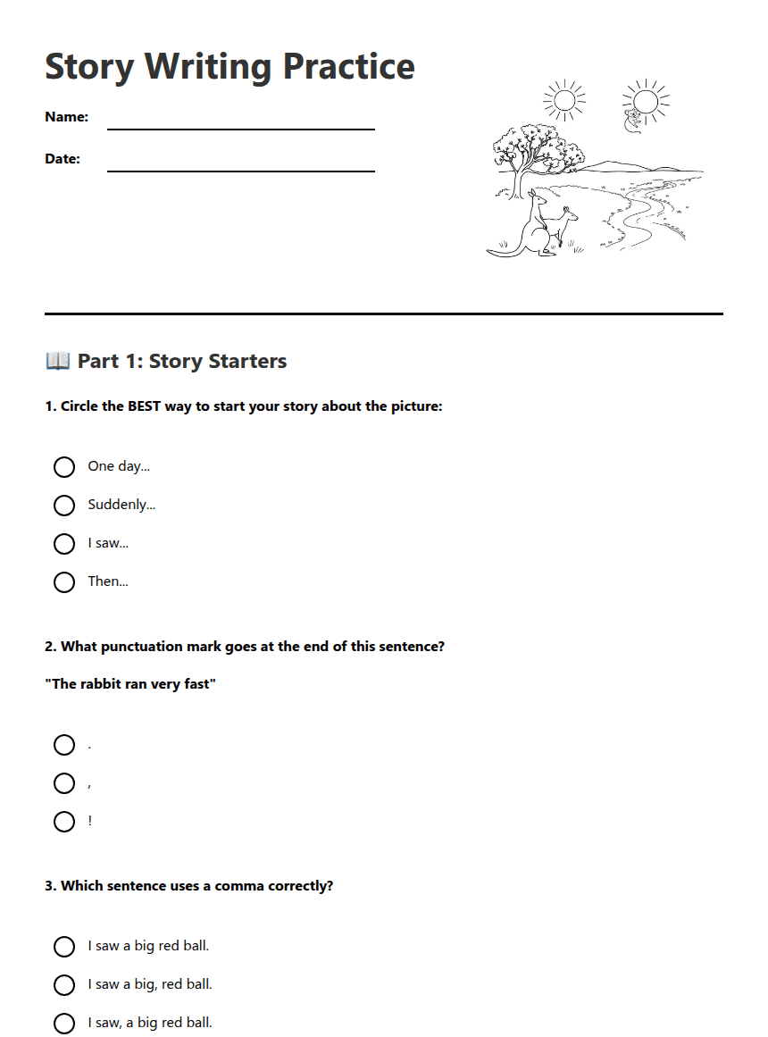 Story Writing Practice worksheet preview