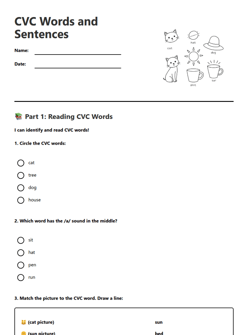 CVC Words and Sentences