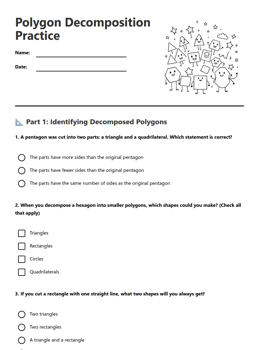 Polygon Decomposition Practice worksheet preview