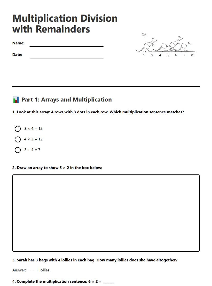 Multiplication Division with Remainders