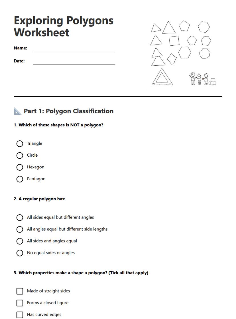 Exploring Polygons Worksheet