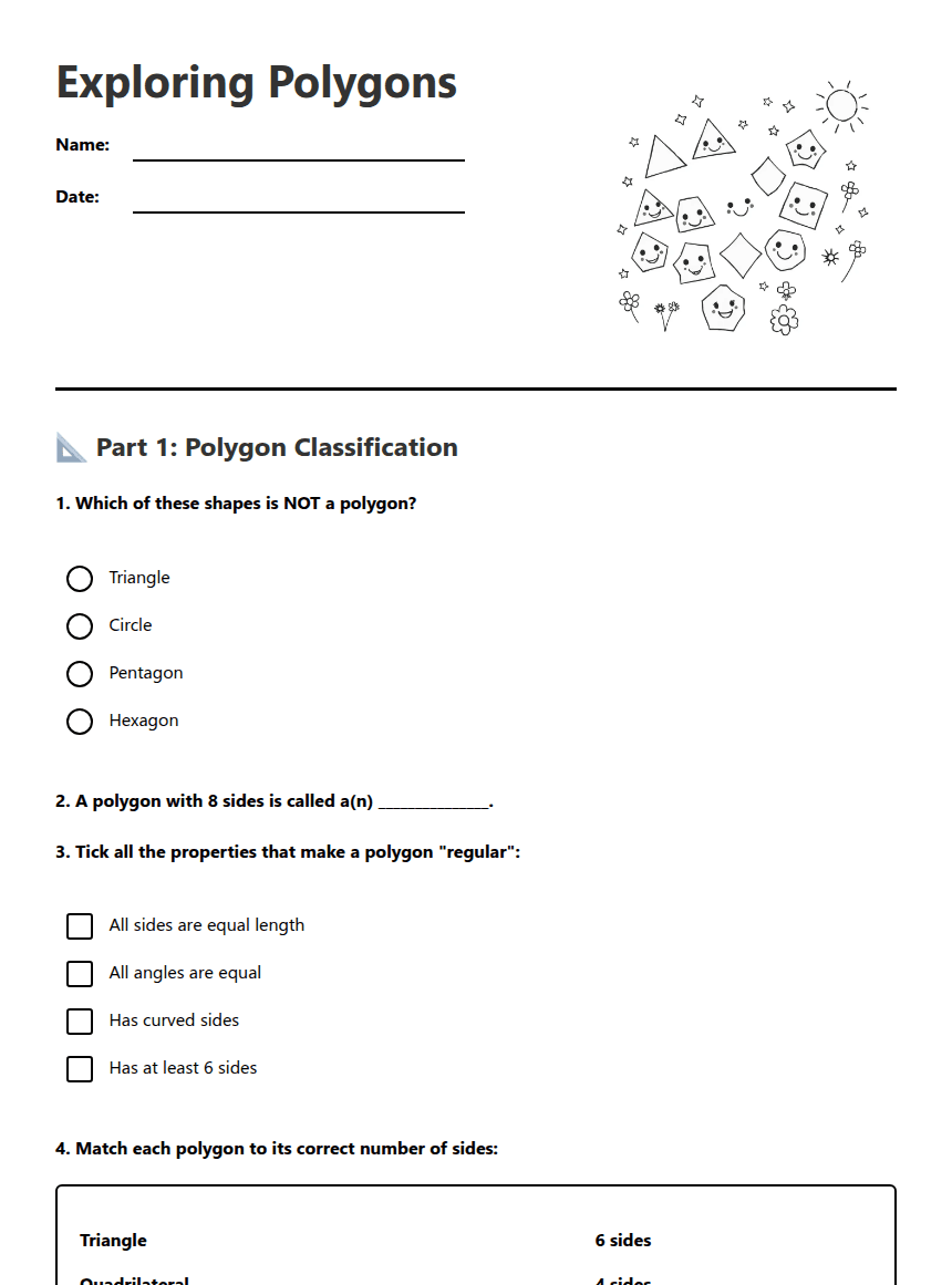 Exploring Polygons worksheet preview