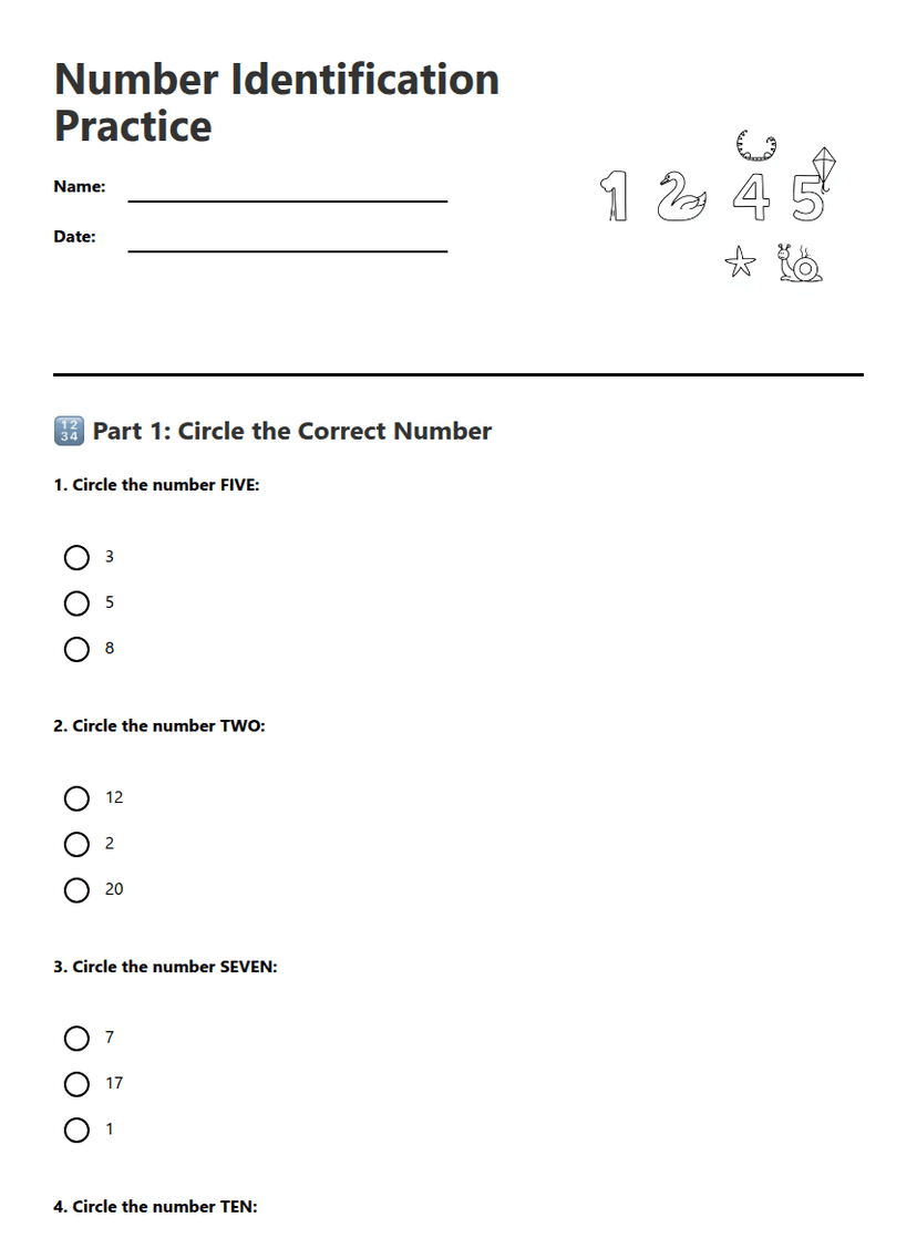 Number Identification Practice