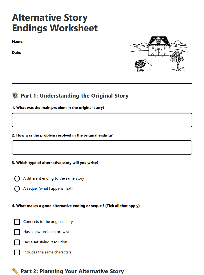 Alternative Story Endings Worksheet