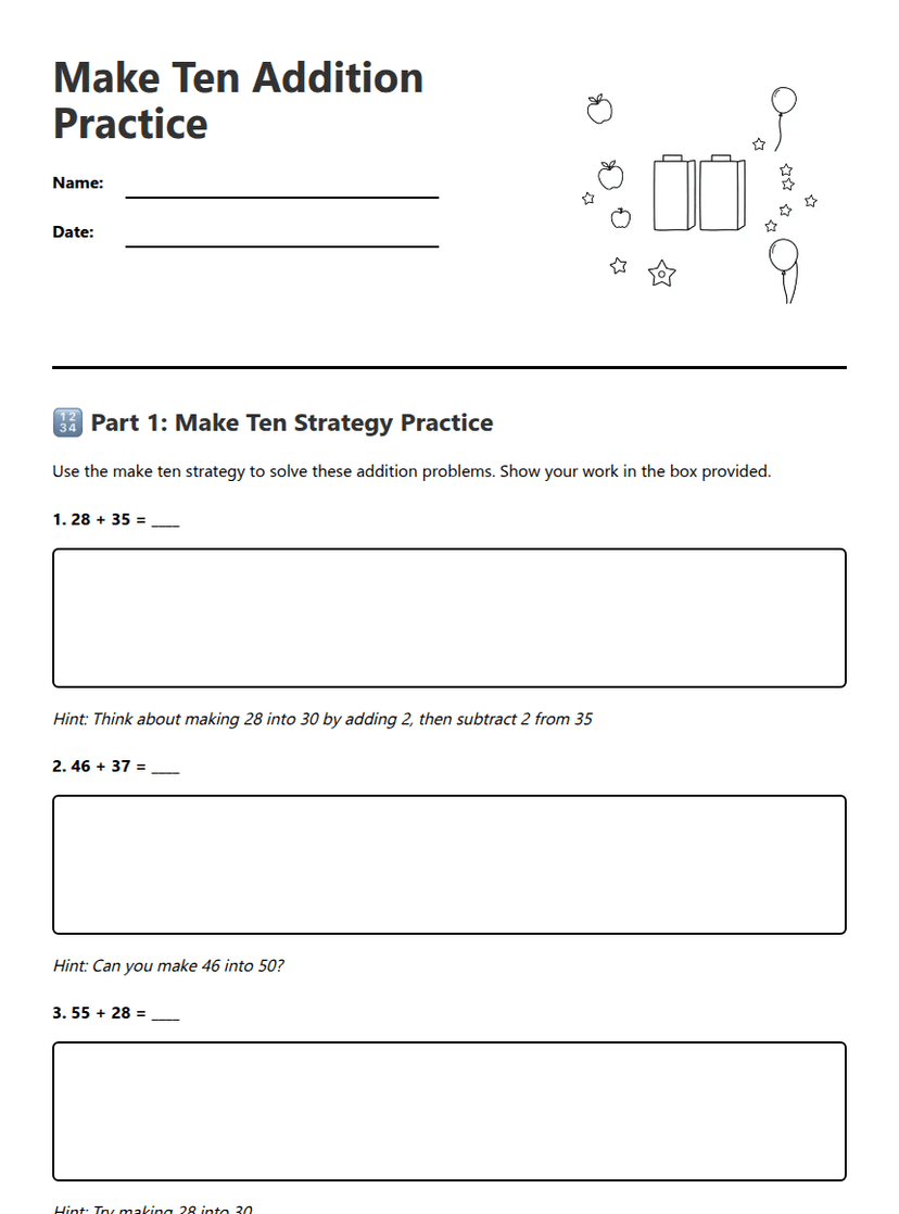 Make Ten Addition Practice