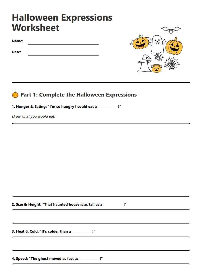 Halloween Expressions Worksheet