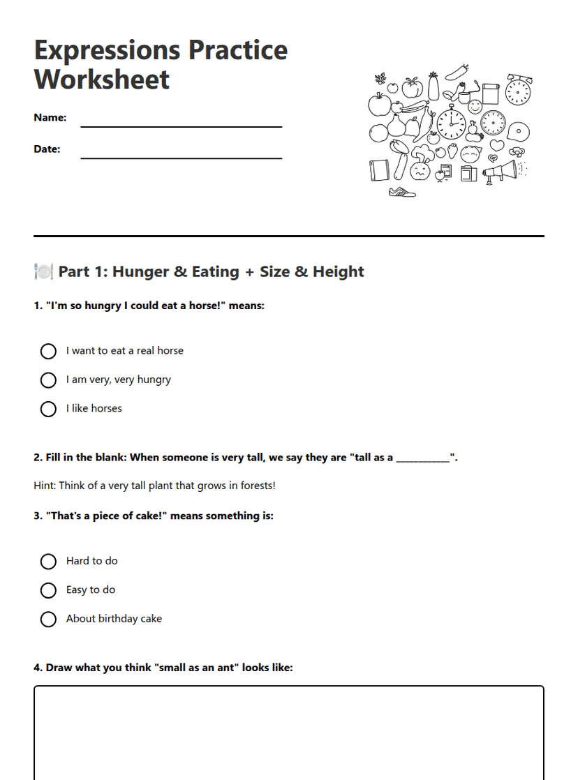 Expressions Practice Worksheet