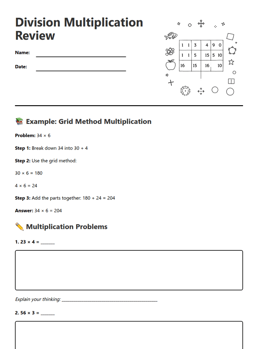Division Multiplication Review