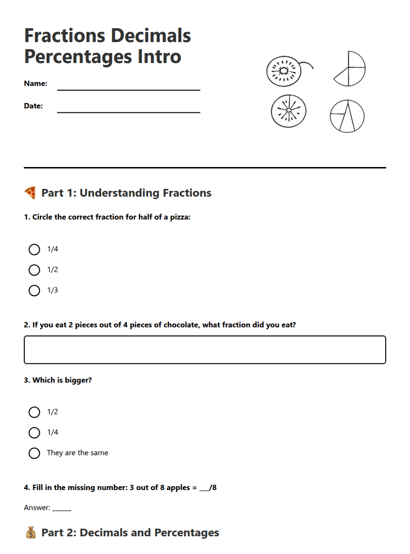 Fractions Decimals Percentages Intro