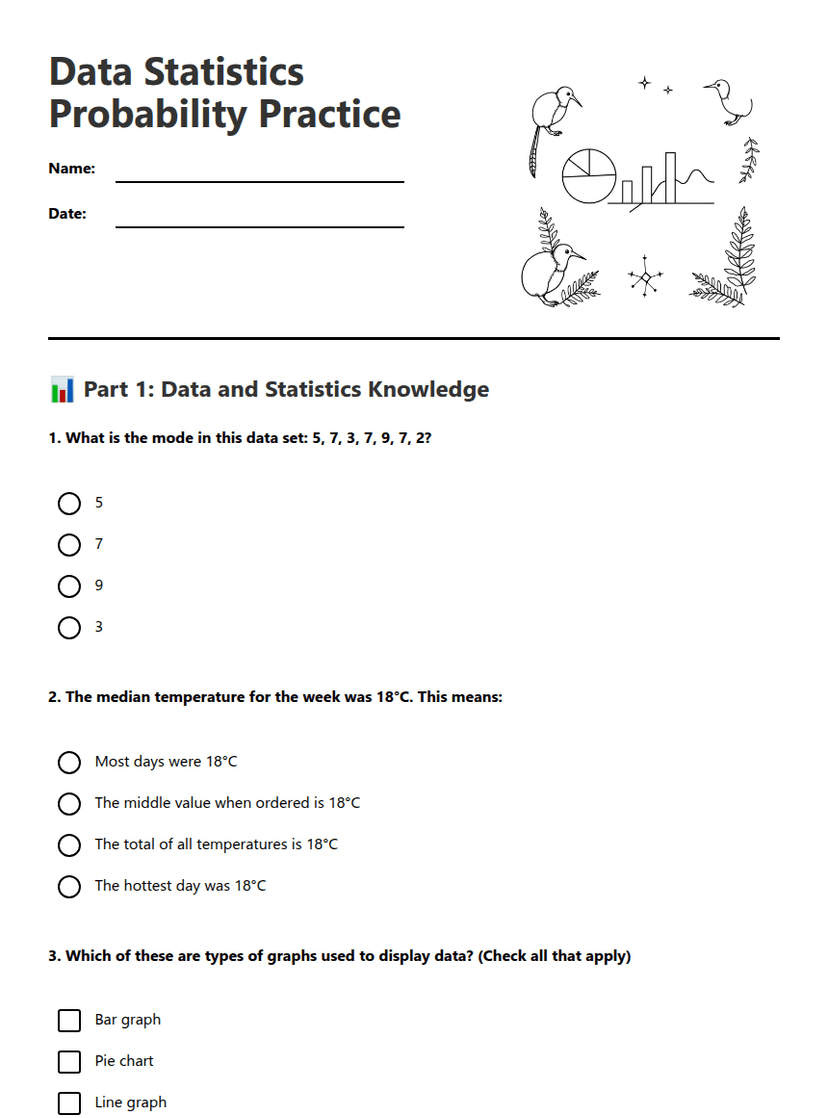 Data Statistics Probability Practice