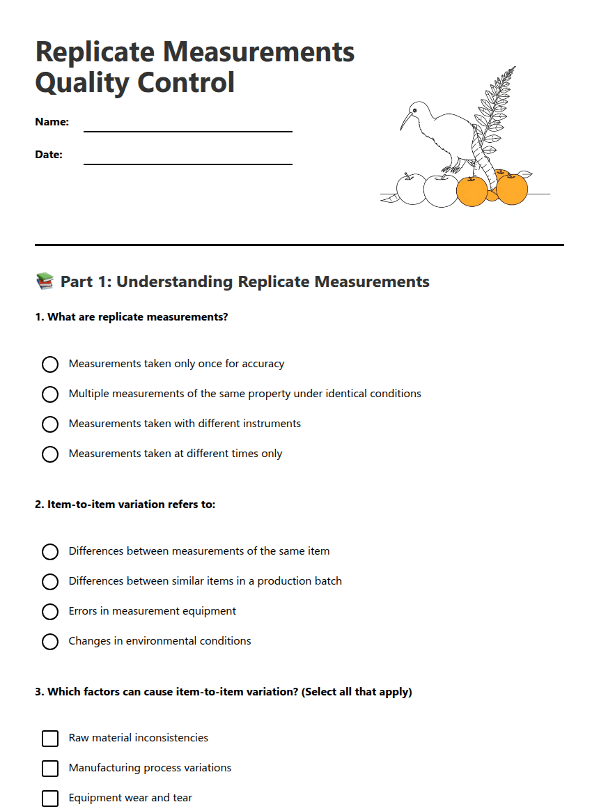 Replicate Measurements Quality Control worksheet preview