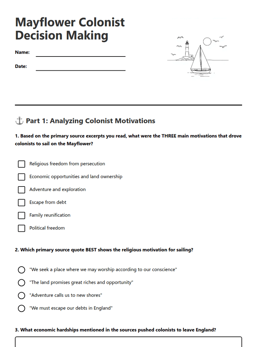 Mayflower Colonist Decision Making