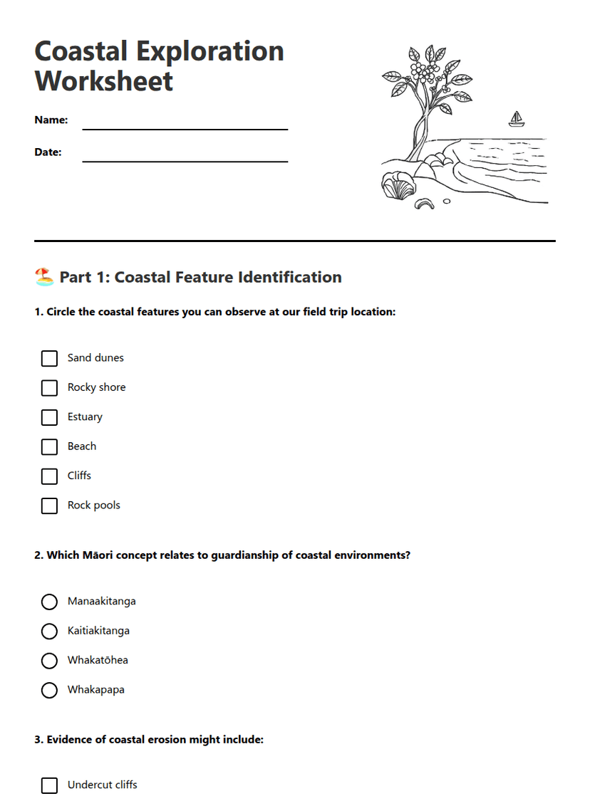 Coastal Exploration Worksheet