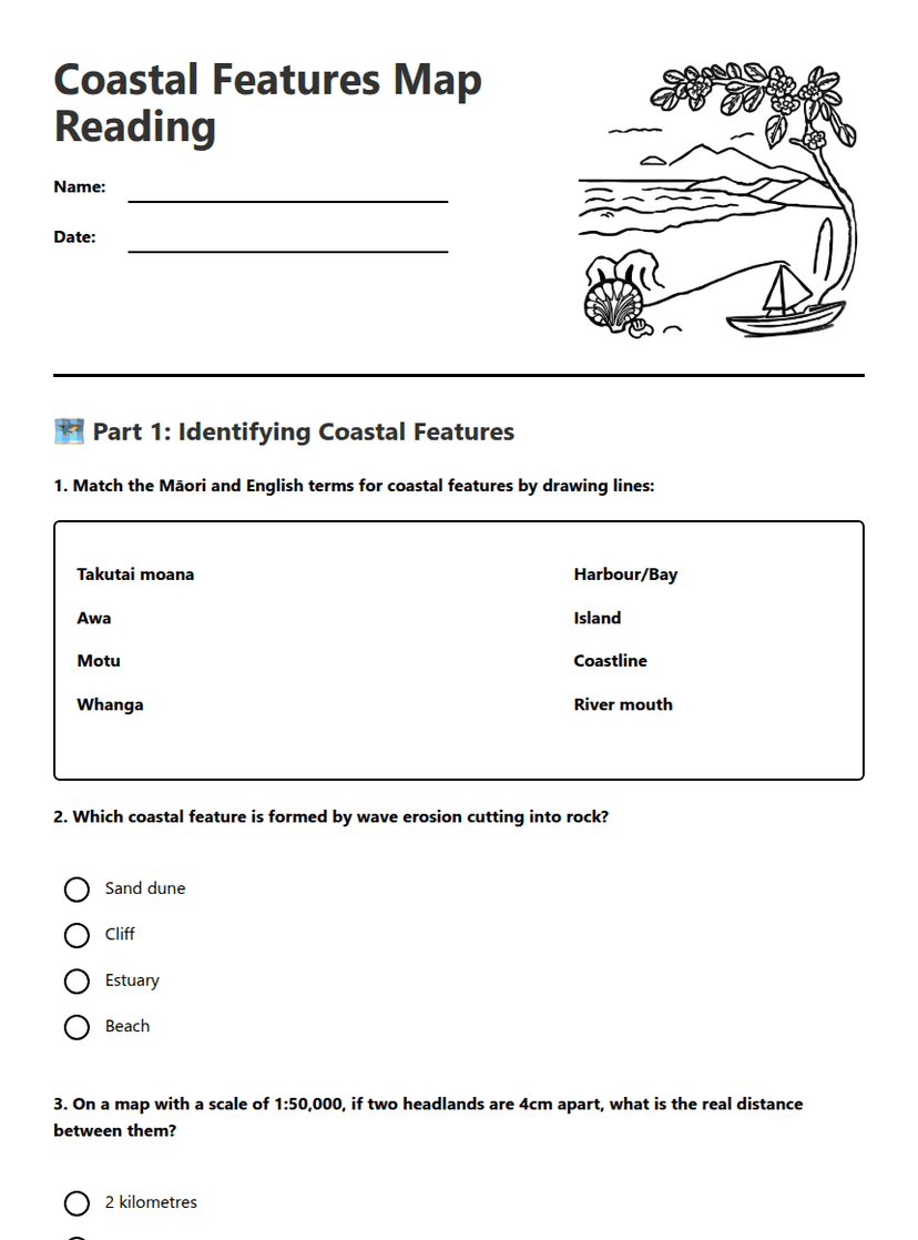 Coastal Features Map Reading