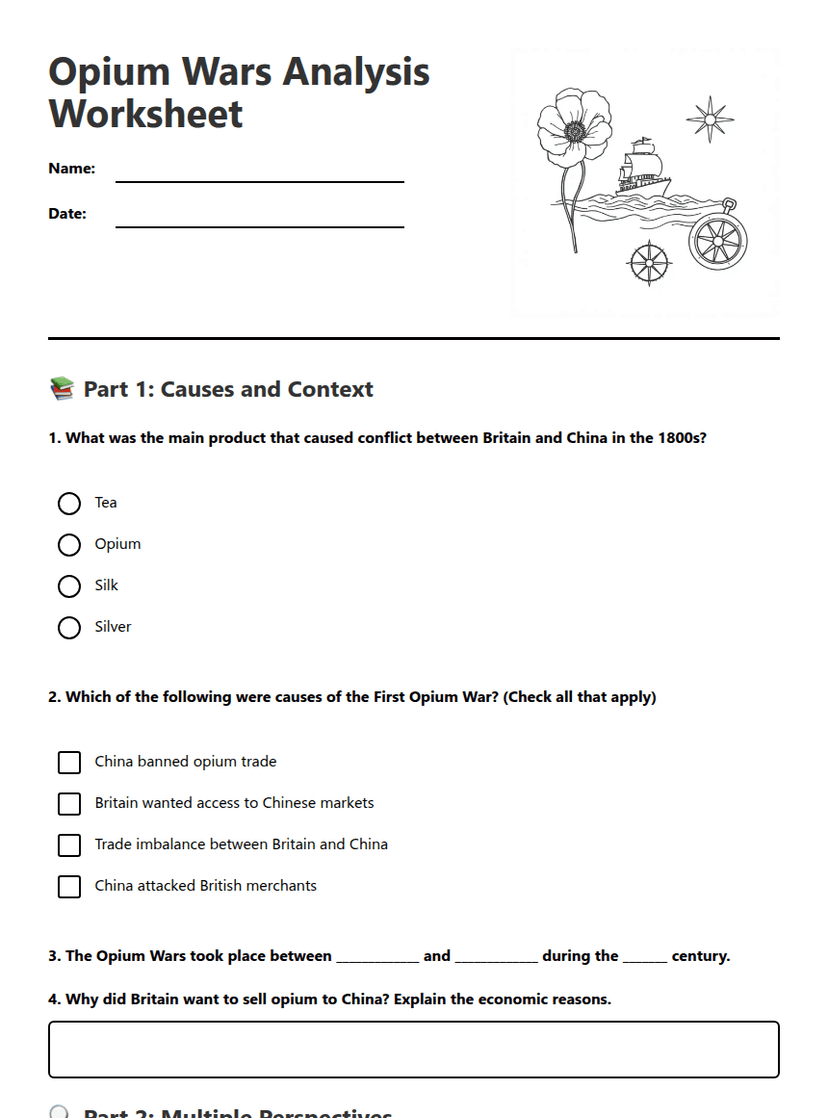 Opium Wars Analysis Worksheet