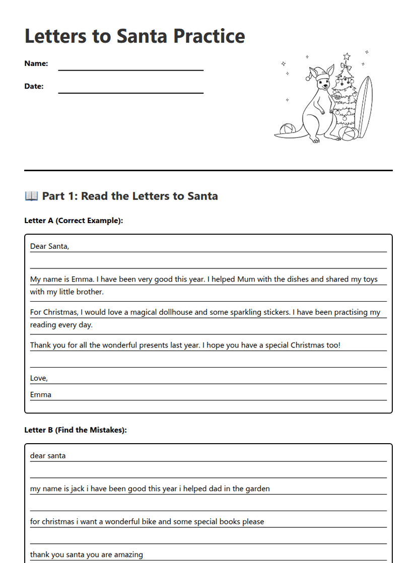 Letters to Santa Practice