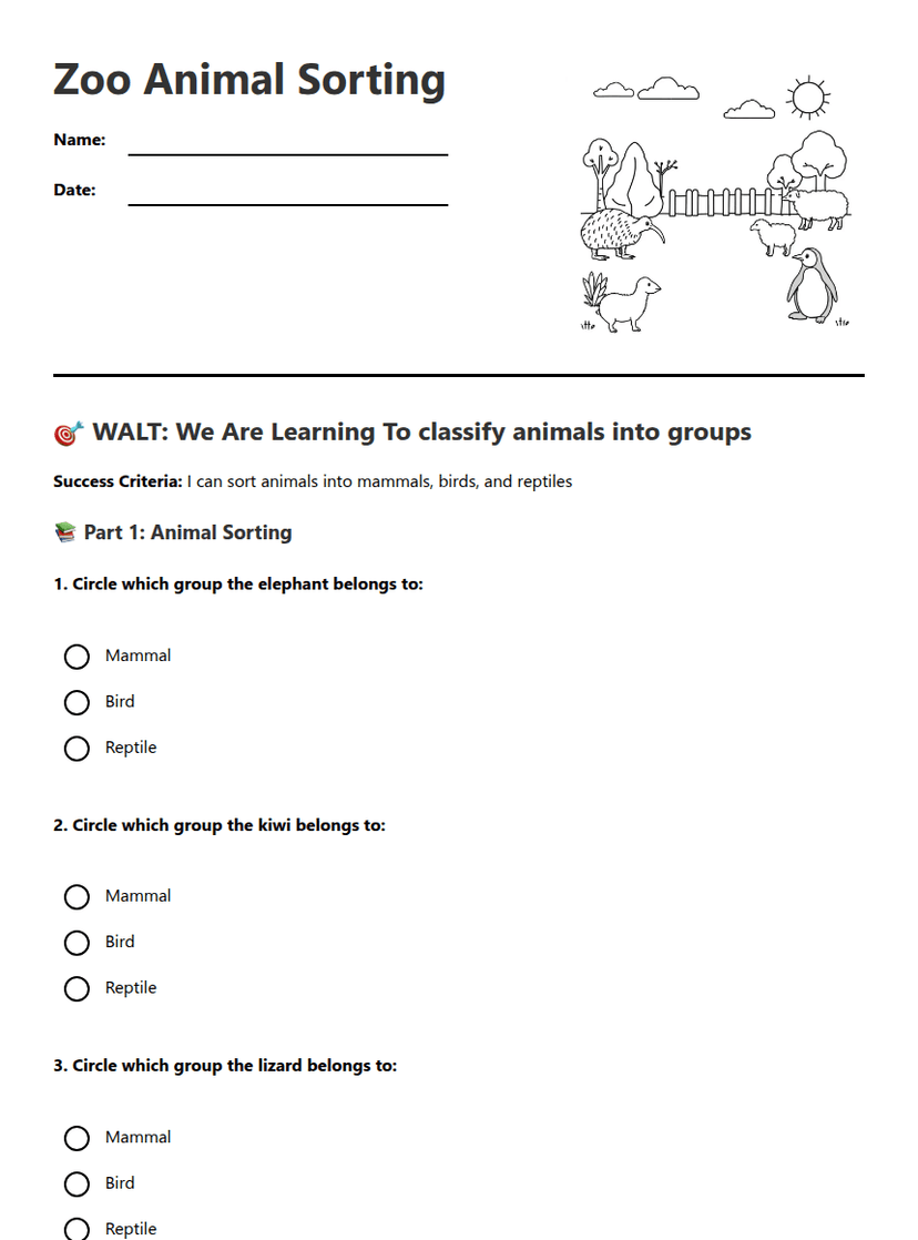 Zoo Animal Sorting