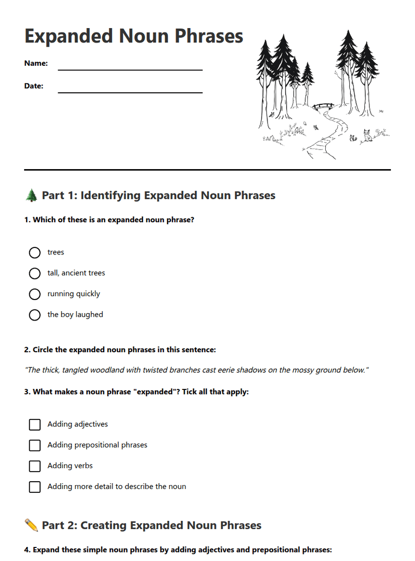 Expanded Noun Phrases