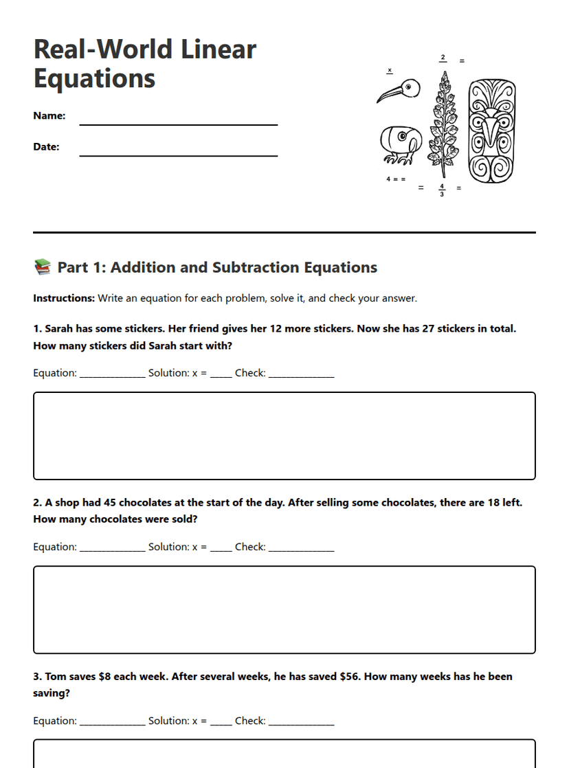 Real-World Linear Equations
