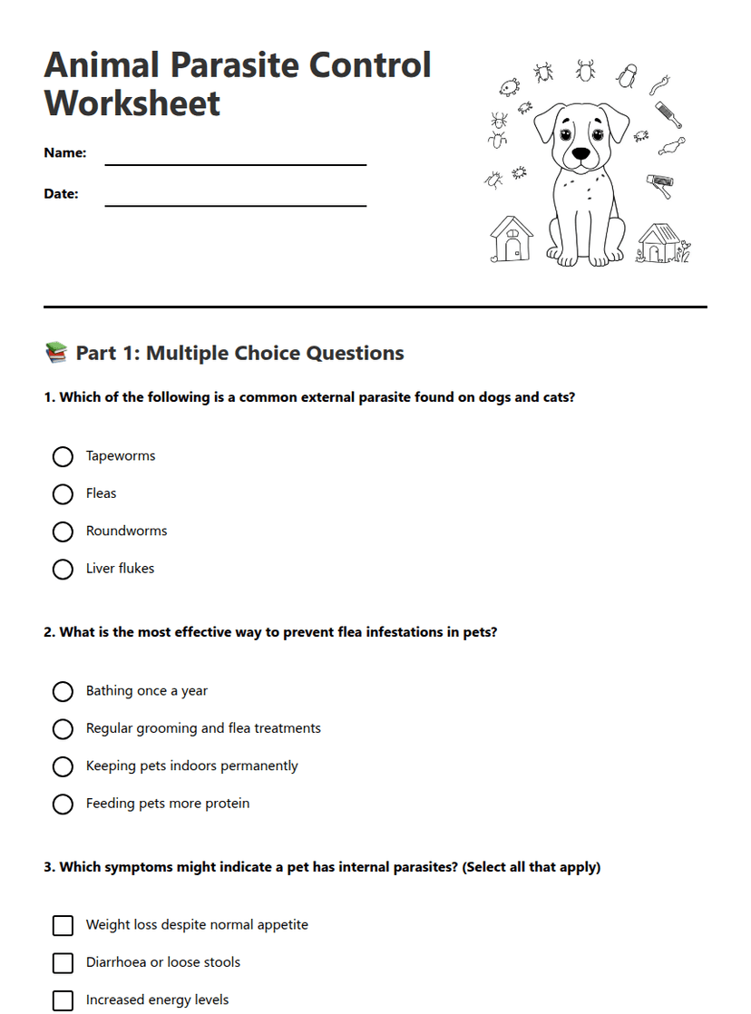 Animal Parasite Control Worksheet