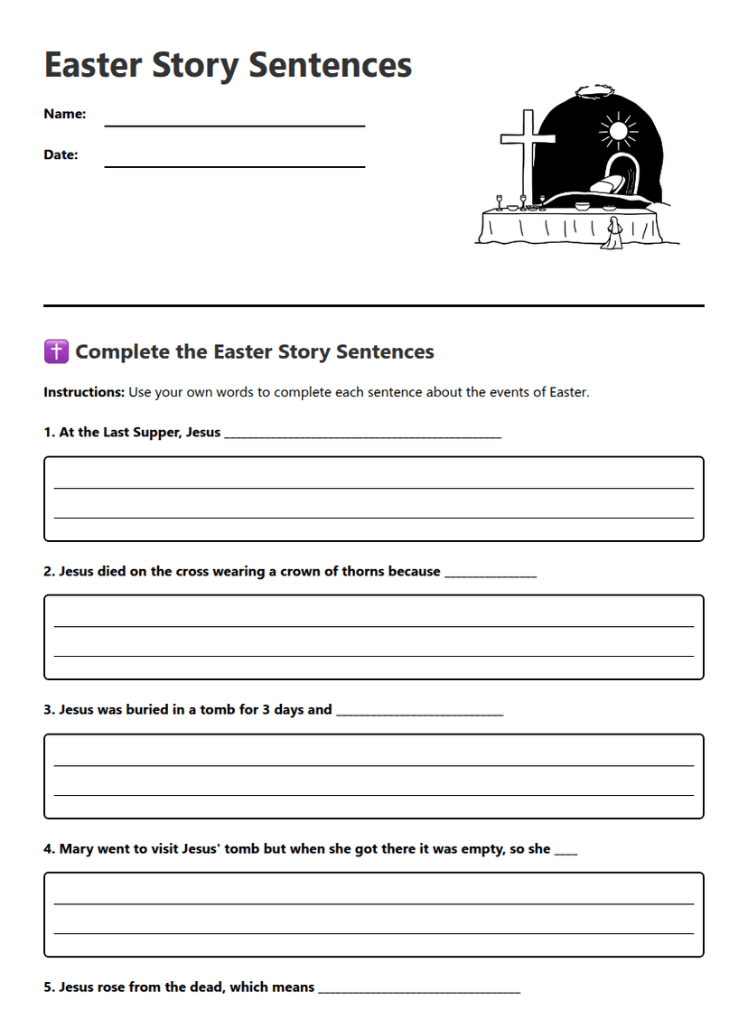 Easter Story Sentences