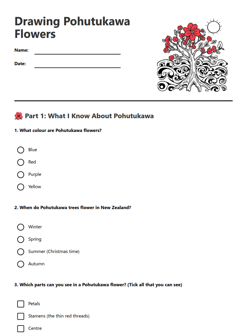 Drawing Pohutukawa Flowers