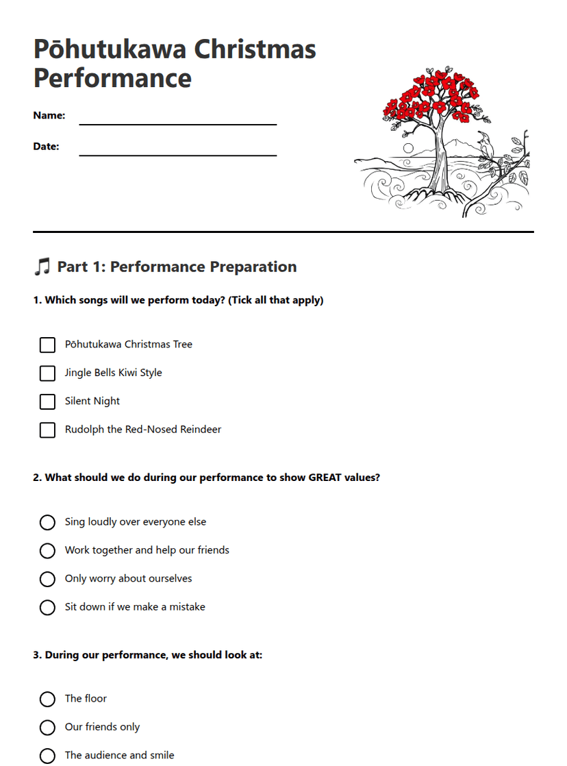Pōhutukawa Christmas Performance