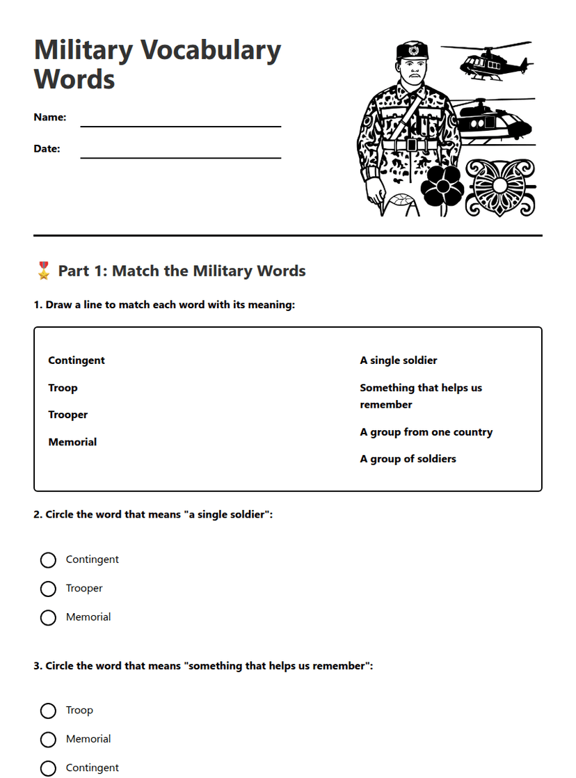 Military Vocabulary Words