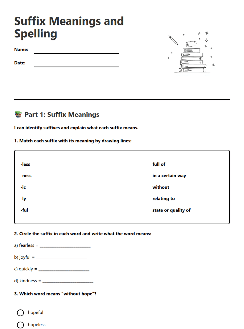 Suffix Meanings and Spelling