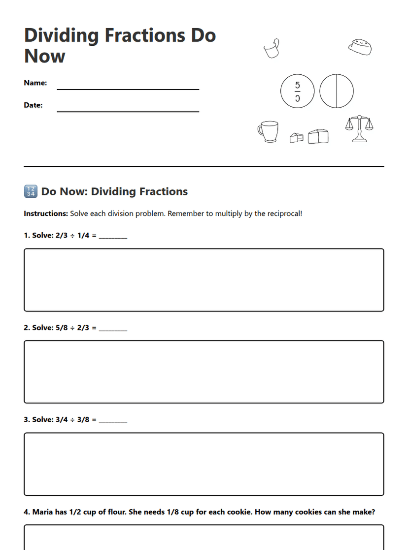 Dividing Fractions Do Now