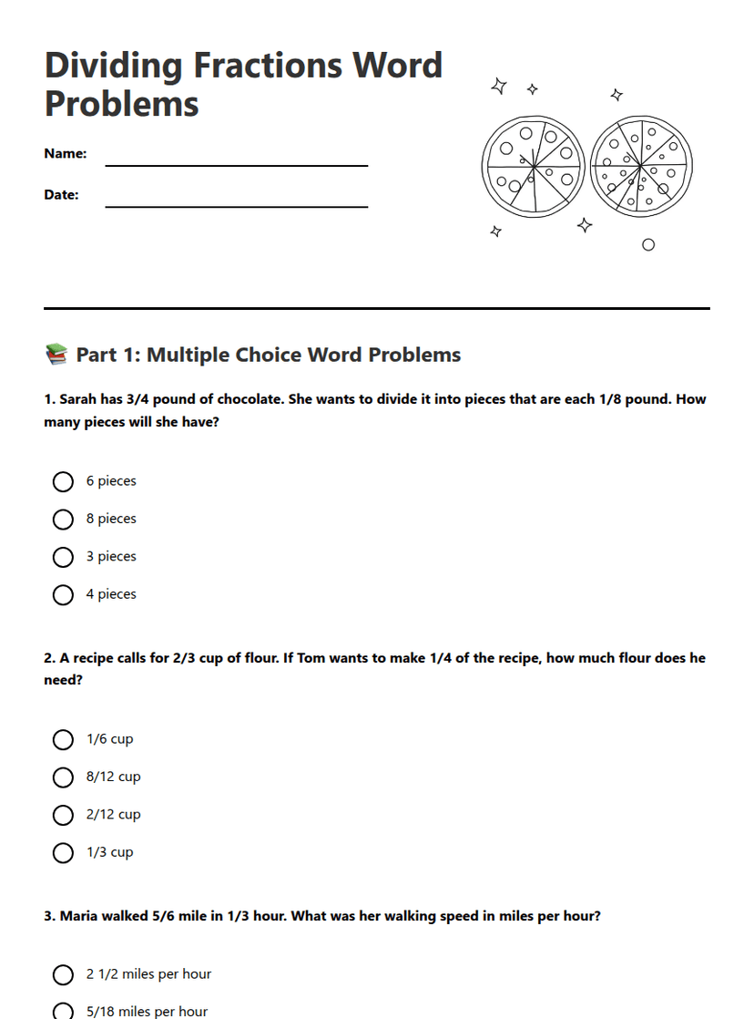 Dividing Fractions Word Problems