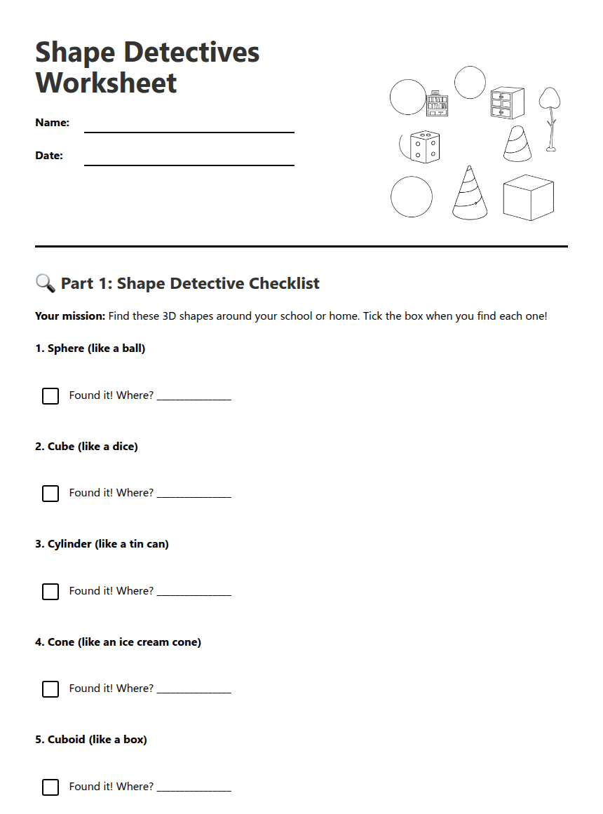 Shape Detectives Worksheet worksheet preview