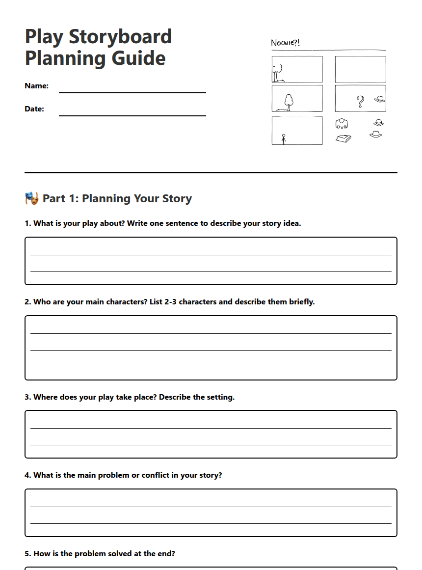 Play Storyboard Planning Guide worksheet preview