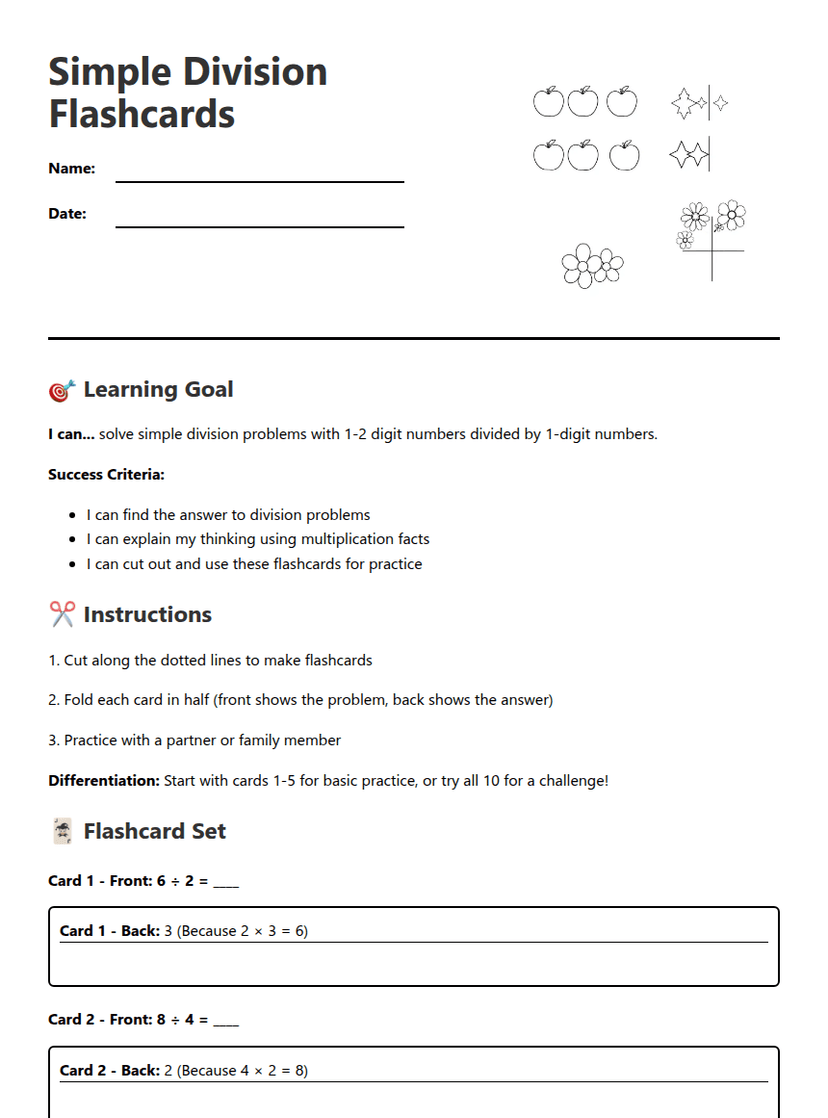 Simple Division Flashcards