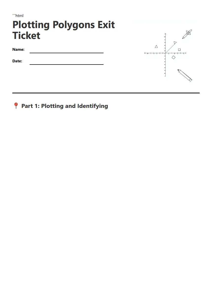Plotting Polygons Exit Ticket worksheet preview